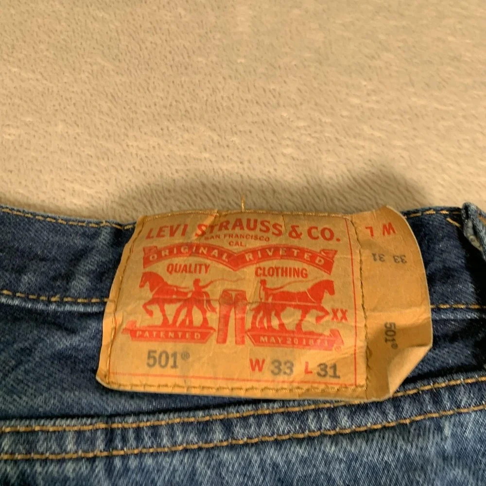 Levis 501 Jeans Mens 33x31 (32x29) Blue Button Fly Original‎ Fit Straight Leg
